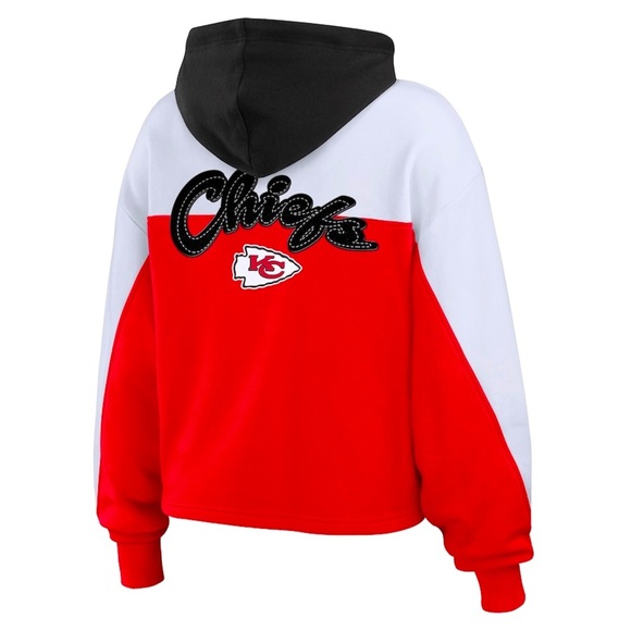 NEW Kansas City Chiefs WEAR by Erin Andrews Color Block Full-Zip Hoodie - Picture 2 of 3